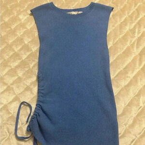 ZARA baby blue top with an open side at the waist and tie